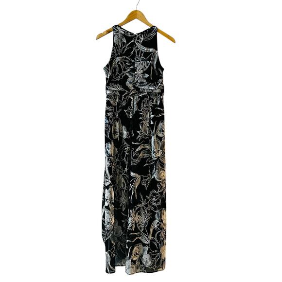 R&M Richards Floral Print Sleeveless High Low Maxi Dress Size 4P lack Multi - Picture 3 of 7